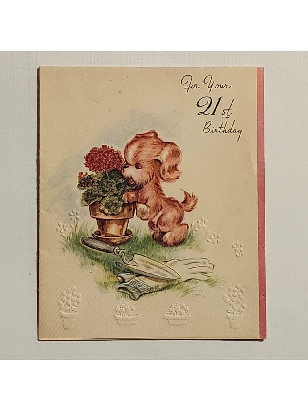 VINTAGE Greeting Card 21st Birthday Printed in Canada 1950s